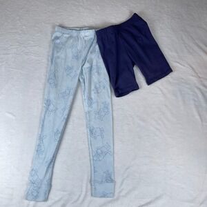 Lot of 2 Pajama & Shorts Girls Size 10 Blue Tapered Leg Soft Touch Elastic Waist